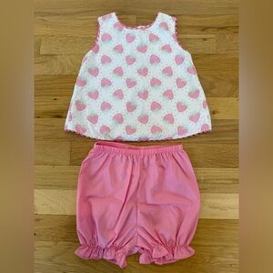Mint Pink Strawberry Print Two-Piece Kids Matching Set